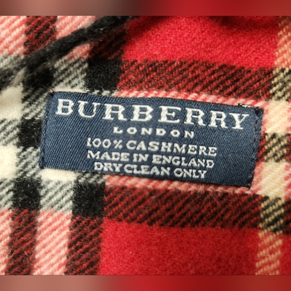 BURBERRY London: Red, "Nova Check" 100% Cashmere Long Scarf 56" x 7" - Picture 6 of 6